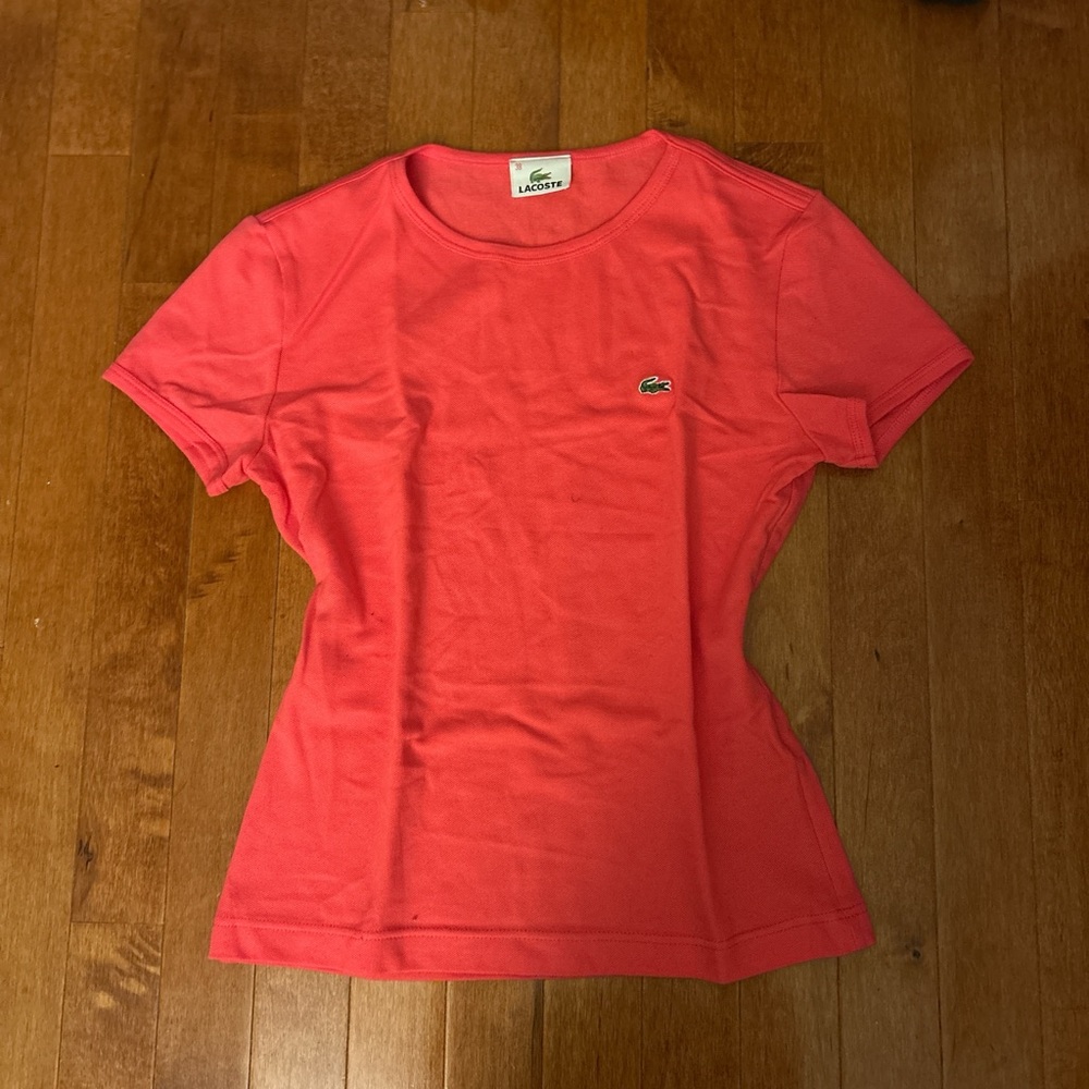 Lacoste Women's Bright Coral Short Sleeve Tee